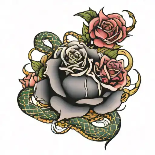 Rose With Snakes Wrapped