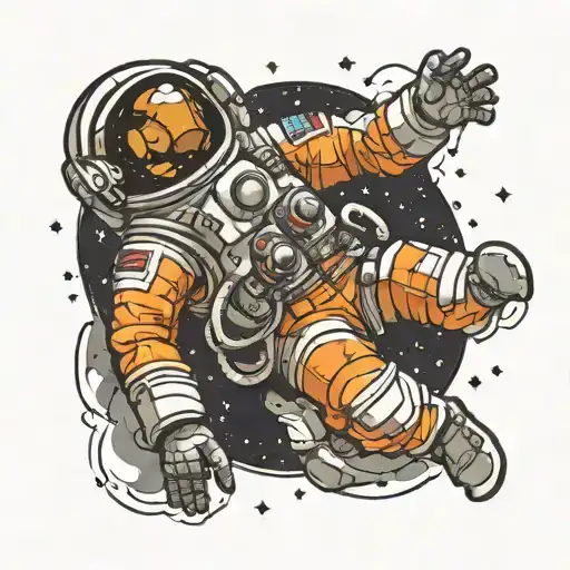 Astronaut Laying Down In Space