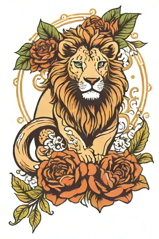 Leo Zodiac Sign With Flowers