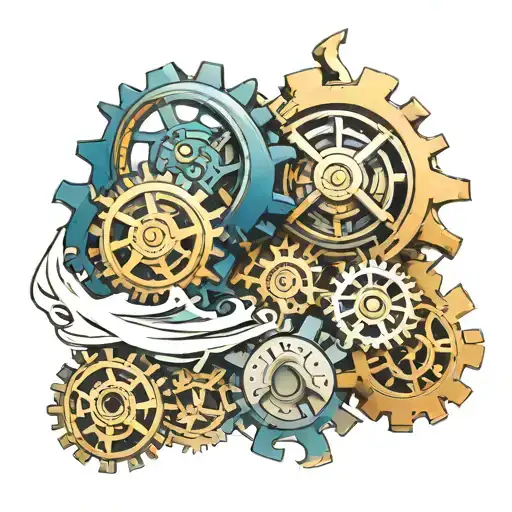 Mechanical Gears And Ocean Waves Flowing With Initial Jcw Embedded