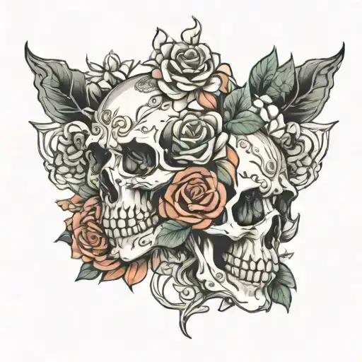 Katharina Skull Flowers Intertwined
