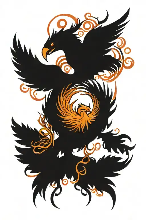 Phoenix Rising From A Tree Intertwined
