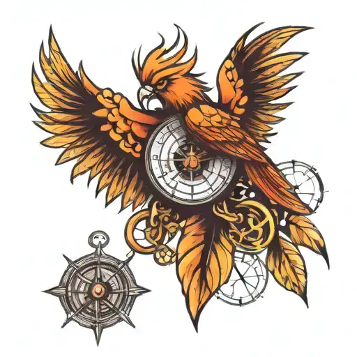Phoenix Bird And A Compass
