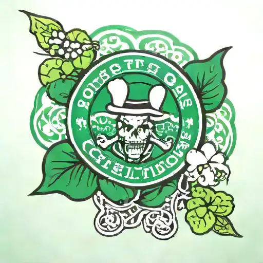 Boston Celtics Logo With Clover In Background Green