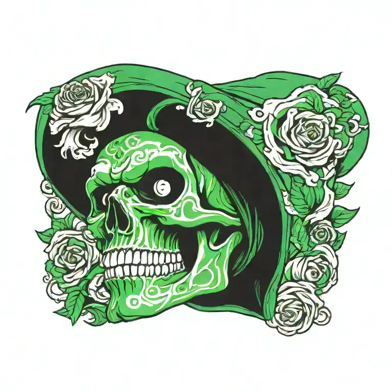 Green Skull Wearing A Beanie