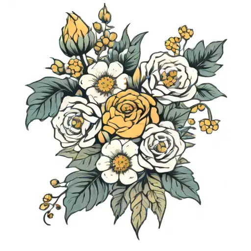 Fine Line Birth Flower Bouquet