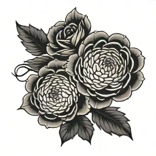 Rose Chrysanthemum Intertwined Roses