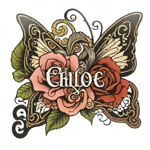 Chloe Name Butterfly Rose