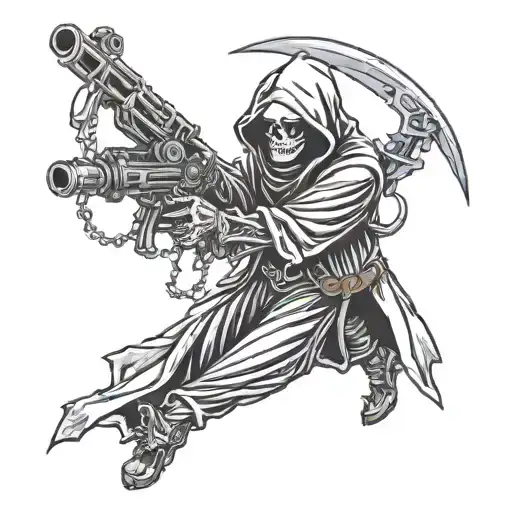 Grim Reaper Using A Mounted Machine Gun