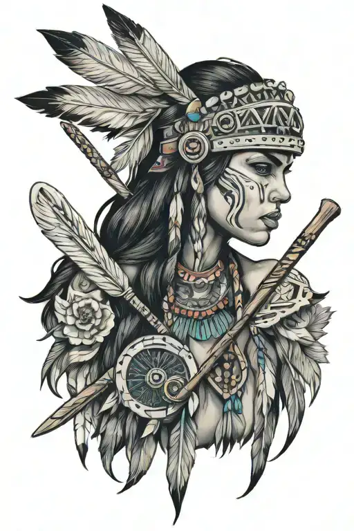 Female Native American Lacrosse Themed