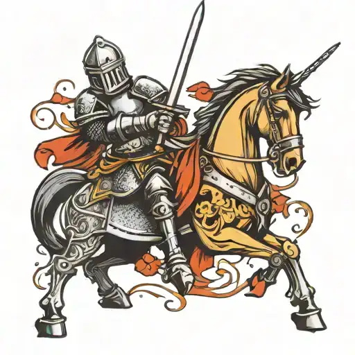 Medieval Knight Holding Sword Low