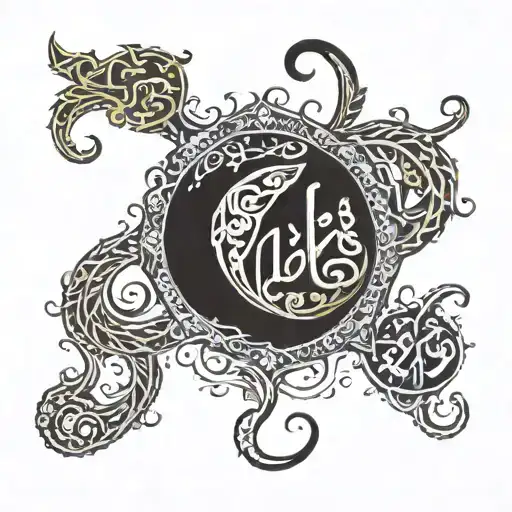 Both Ends Of The Zhulfiqar With Arabic In The Middle