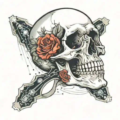 Skull Thinking About Space Surrounded