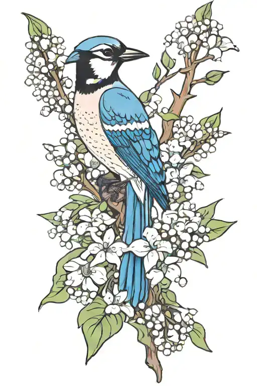 Lily Of Valley Blue Jay Bird