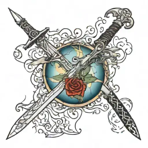 Lord Of The Rings Sword With Background Map