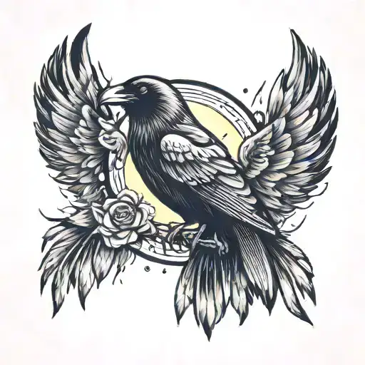 Raven Wings With Rain Cloud And Sunshine