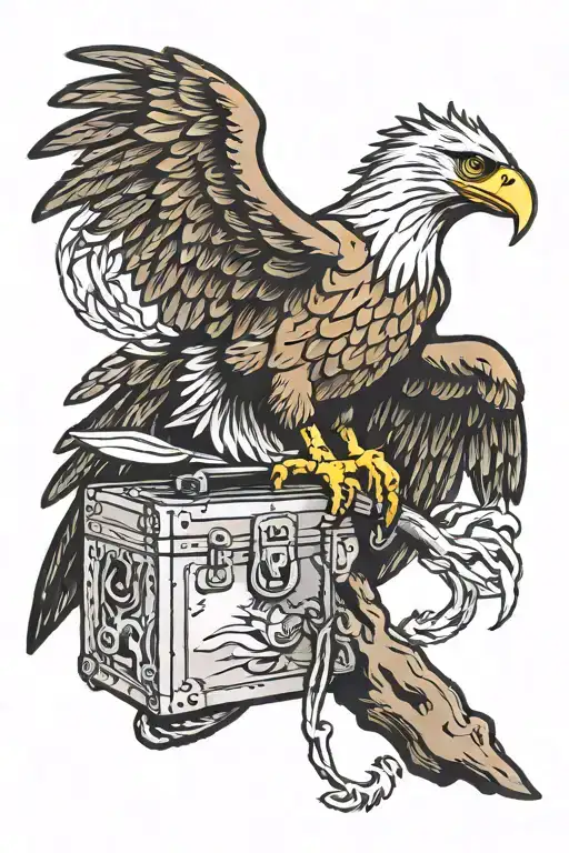 Eagle Perched On A Tackle Box Tatoo Dad