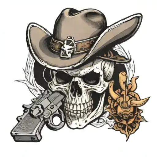 Knuckelduster Cowboy Cards Guns Skull