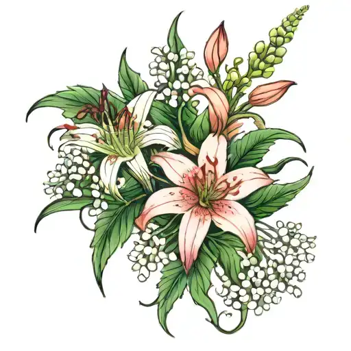 Top Scar Tattoo Of Spider Lilies And Lilies Of The Valley