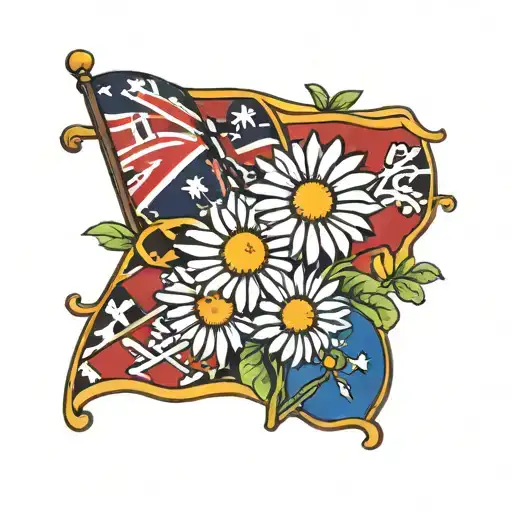 Black Eyed Susan With A Blue Daisy And Maryland And Rhode Island Flags