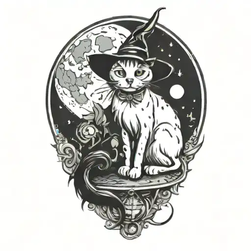 Witch Cat And Moon