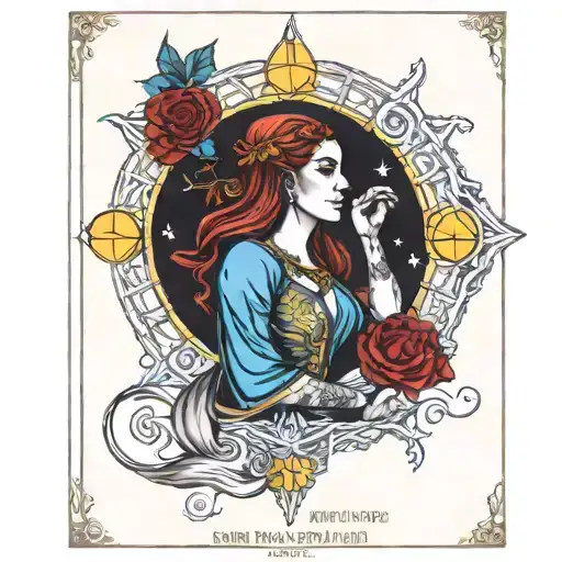 Strength Tarot Card Featuring Moon Phases