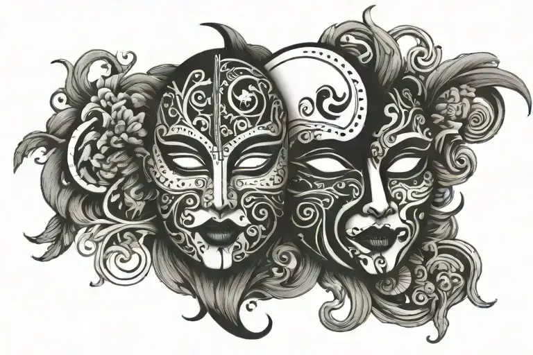 Opra Mask Faces Ying Yang Symbol