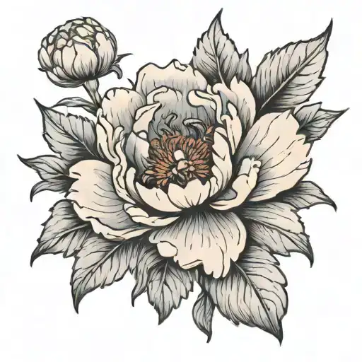 Black And Grey Peonies Flower