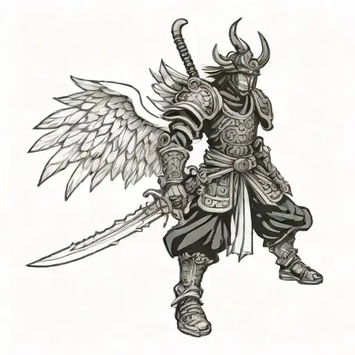 Black Samurai Warrior Angel