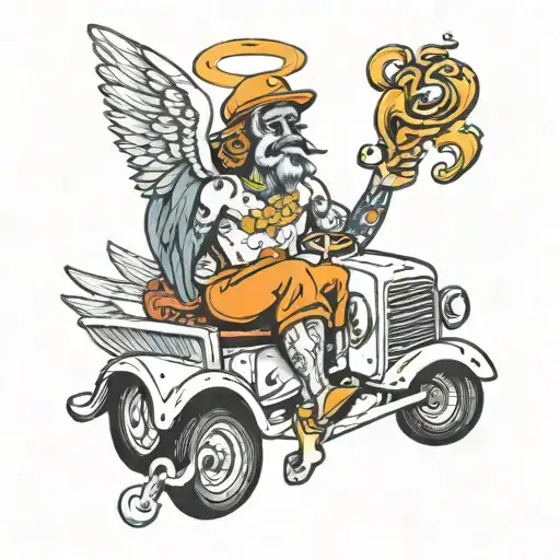 Angel In Truck Smoking Blunt