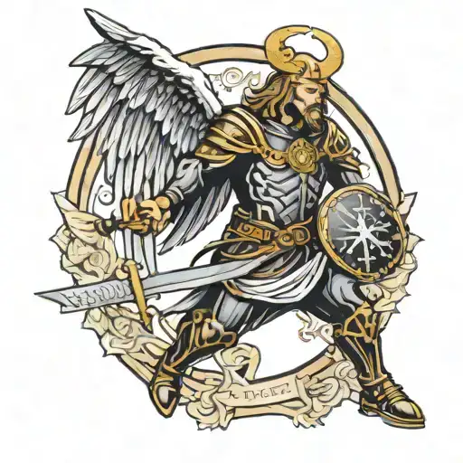 Warrior Angel With Sword And Shield Of St James Hetfield Solid Black