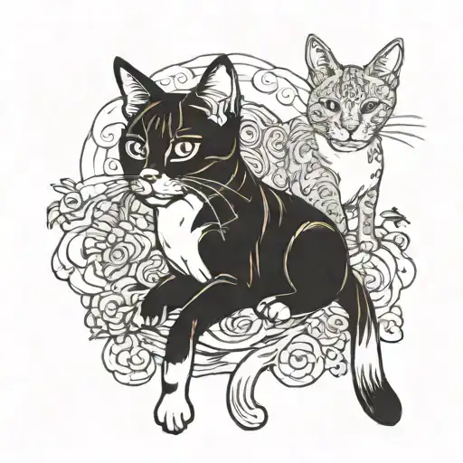 Cat On The Dog Playing