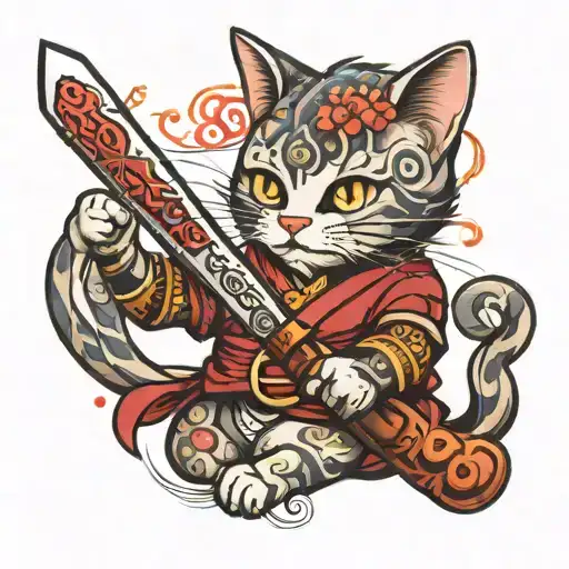 Cat Holding Katana