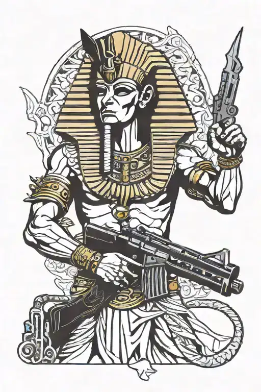 Pharaoh Holding A Gun