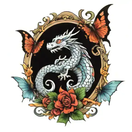Dragon And Butterflies