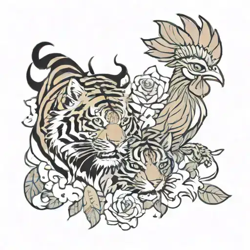 Tiger And Rooster