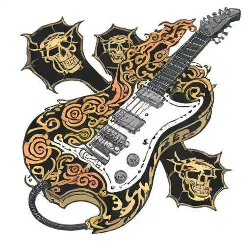 Electric Guitar Surrounded By Guitarists Such As James Hetfield