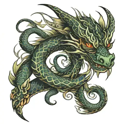 Dragon Weaving In And Out Of Skin