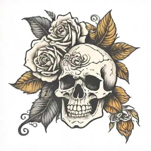 Skull And Rose Starting From The Wrist