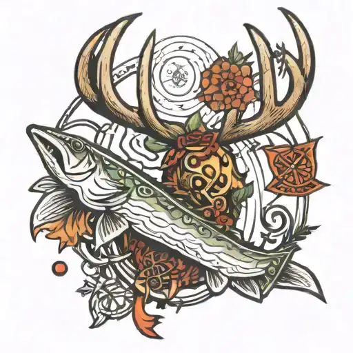 Antler And Fishing Cross