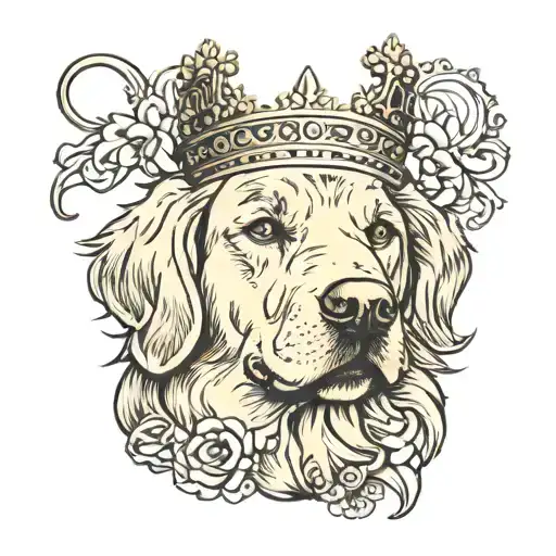 Golden Retriever Dog Wearing A Marie Gold Crown