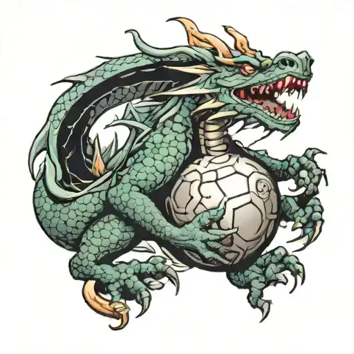 The Dragon Holds A Ball In Its Paws