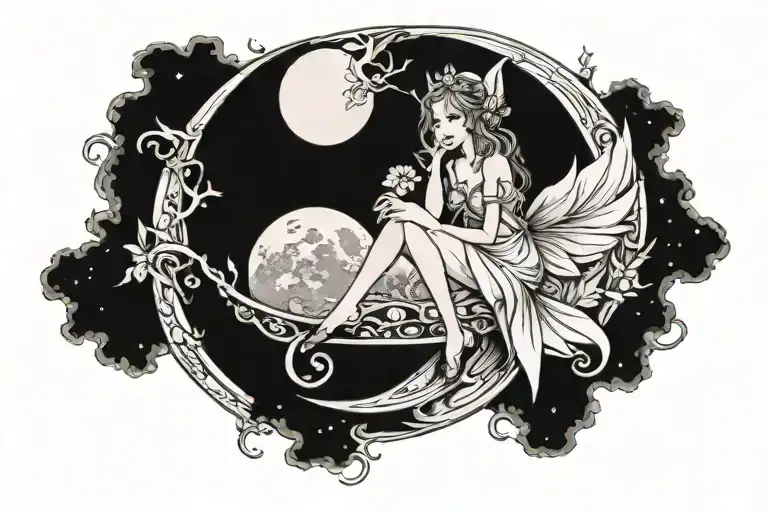 Fairy Sitting On Moon