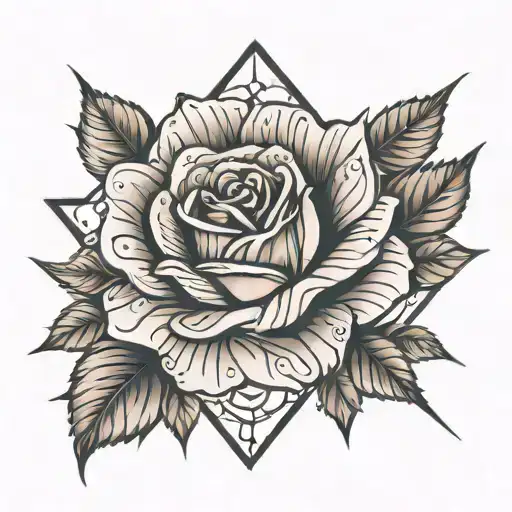 Rose Crying Diamond Shaped Line Outlining