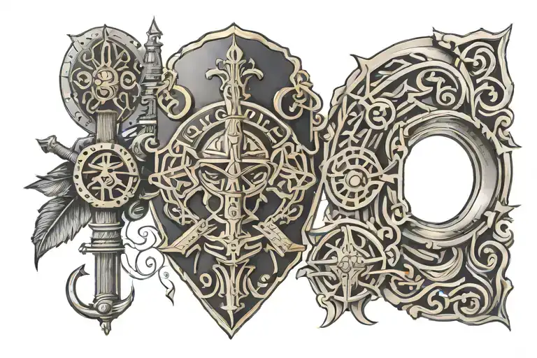 Arm Ring Tattoo Mystical Symbols Roman Soldier