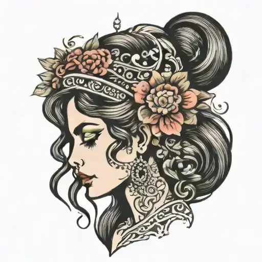 Gipsy Women Head Profile