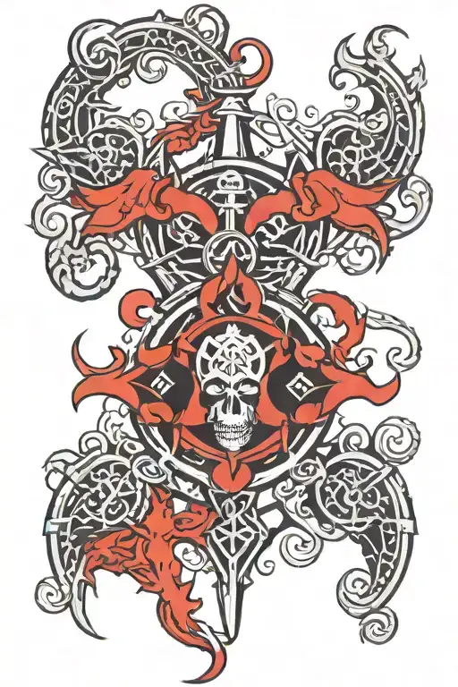 Nortic Symbols Mixed With Symbol Of Chaos