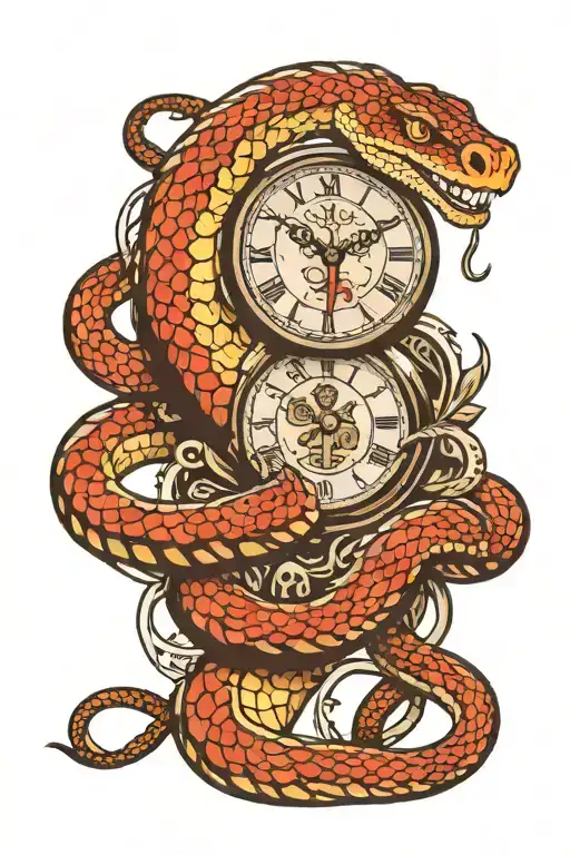 King Cobra Snake Around Clock Face