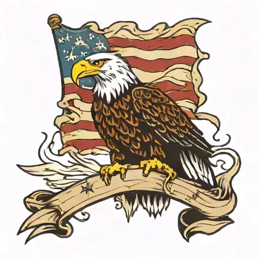 Bald Eagle Holding Tattered Flag Nature Sleeve Grizzley Bear