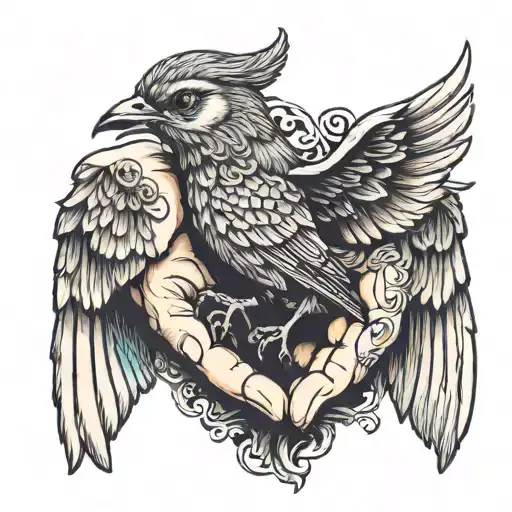 Two Hands Held In Shape Of A Bird With The Fingers As Wings